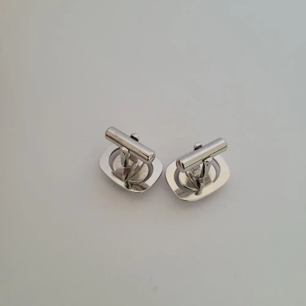 Jaldan Match Match Vintage Cufflinks Tie Clip Set Black Mother Of Pearls Silver